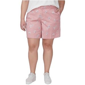Lane Bryant Blush Pink Floral High Rise Bermuda Chino Shorts